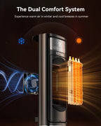 24 Inch Space Heater with Flame Effect, 1500W Ceramic Heater with Thermostat, PTC Heater for Indoor, 12H Timer & Remote, for Office, Bedroom, Living Room, New