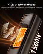 24 Inch Space Heater with Flame Effect, 1500W Ceramic Heater with Thermostat, PTC Heater for Indoor, 12H Timer & Remote, for Office, Bedroom, Living Room, New