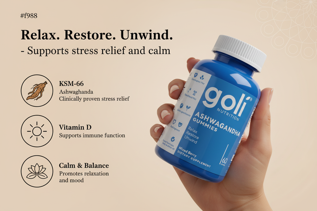 Goli Ashwagandha with Product Bottle