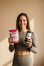 Woman holding Shilajit and Beet Root products